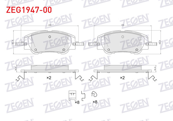 ZEGEN ZEG1947-00 | Fren Balata Ön Peugeot 208 II 2019-/ 2008 II 2019-/ Citroen C4 III 2020-/ C4 X 2022 -