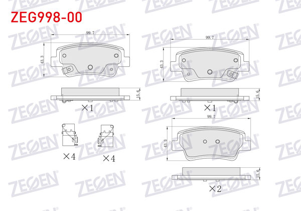 ZEGEN ZEG998-00 | Fren Balata Arka Ikazlı Hyundai Elantra 2021-/ i20- i30 2021 -