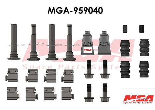 MGA 959040 | Kaliper Burc Tamir Tk Civatalı Saclı On V347 (2 Teker Full Set)