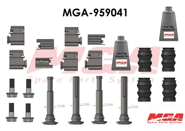 MGA 959041 | Kaliper Burc Tamir Tk Civatalı Saclı Arka V347 (2 Teker Full Set)