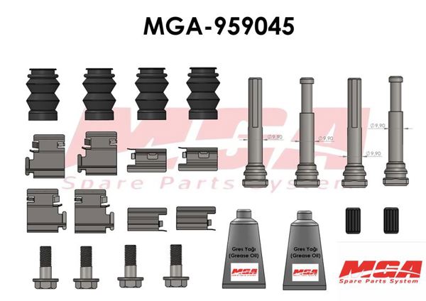 MGA 959045 | Kaliper Burc Tamir Tk Civatalı Saclı Arka V363 (2 Teker Full Set)