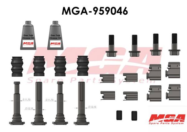 MGA 959046 | Kaliper Burc Tamir Tk Civatalı Saclı On V363 (2 Teker Full Set)