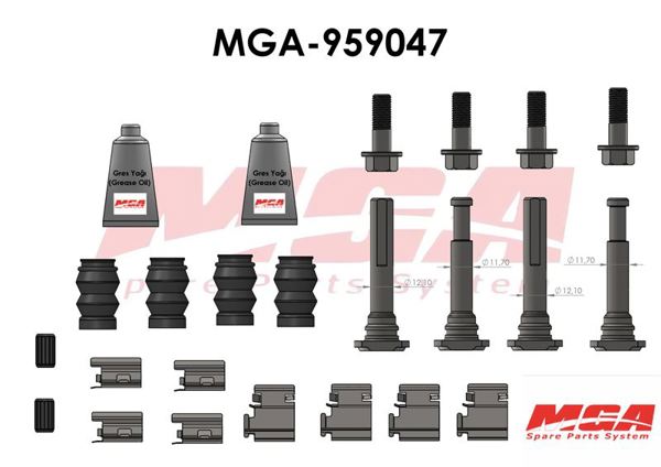 MGA 959047 | Kaliper Burc Tamir Tk Çift Teker Civatalı Saclı Arka Sprinter 906 Crafter (2 Teker Full Set)