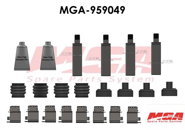 MGA 959049 | Kaliper Burc Tamir Tk Saclı On Arka (Renault Master III Opel Movano) (2 Teker Full Set)