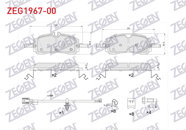 ZEGEN ZEG1967-00 | Fren Balata Arka Fişli Ford Transit Custom (V710) 2023-/ Volkswagen Transporter T7 2025-/ (V363) Elektrikli El Frenı
