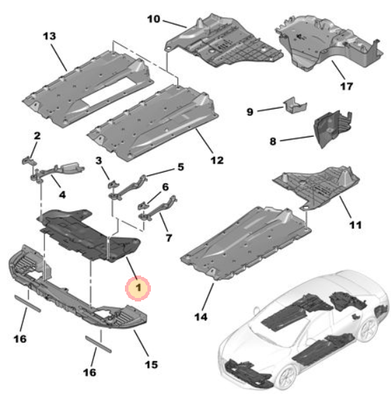 MOPAR (PSA) 7013.KE | Motor Alt Muhafaza Plastiği 407 508