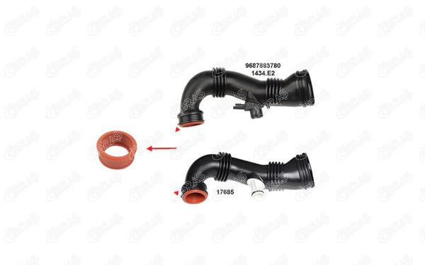 IBRAS 17680 | Turbo Hortum Ara Contası 107 206 207 308 Partner Berlingo C3 C4 1.6 HDI Turuncu | 1 Adet