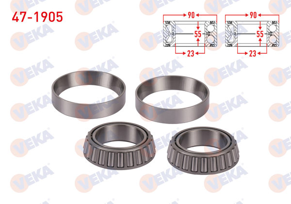 VEKA 47-1905 | Arka Tekerlek Rulmanı İkili Sol-Sağ 55X90x23 Ford Transit (V184) 2000-2006 / Transit (V347) 2006-2014
