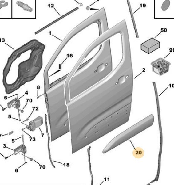 MOPAR (PSA) 98176963XT | Sol Ön Kapı Bant Partner (K9)