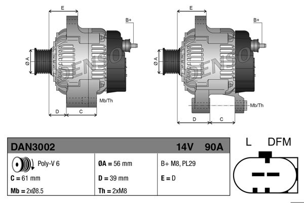 DENSO DAN3002 | Alternatör 14V 90 Amper VW Golf IV Bora 1997-2005