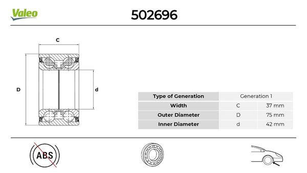 VALEO 502696 | M.Benz W168-414 Ön Tekerlek Rulmanı A1689810627