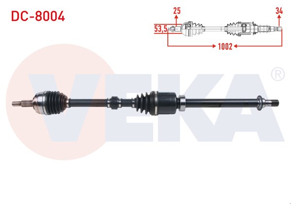 VEKA DC-8004 | Komple Aks Sağ On Uzunluk 1002mm Dacia Duster 1.5 DCI A-T 2017 -
