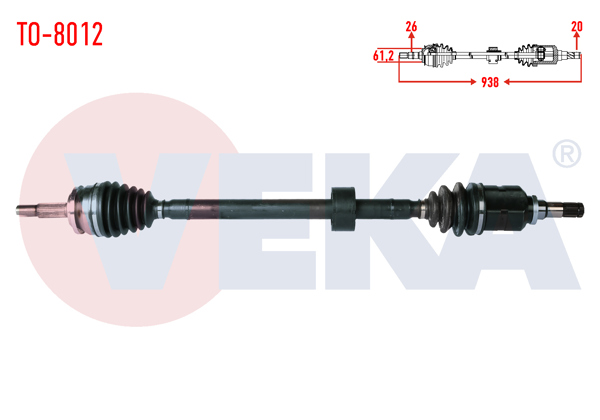 VEKA TO-8012 | Komple Aks Sag On Toyota Corolla 1.4 D-4D M-T Uzunluk 938 mm 2012 -