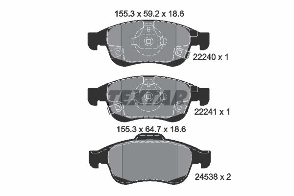 TEXTAR 2224001 | Fren Balatası Fiat 500X / Jeep Renegade 14 > Ön