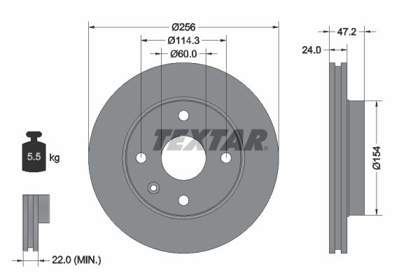 TEXTAR 92133500 | Fren Diski Chevrolet Lacetti / Epica / Evanda 05 > 4 Bijon 256mm Ön | 2 Adet