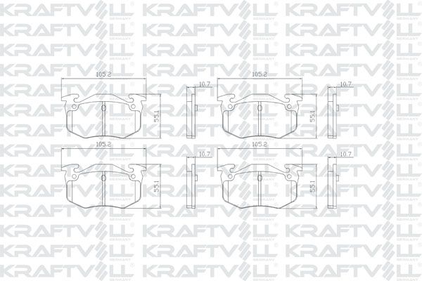 KRAFTVOLL 07010452 | Arka Fren Balatası R9-R11-R19-Clio I-II-Megane I-Symbol-Saxo-Xsara-P306-P309