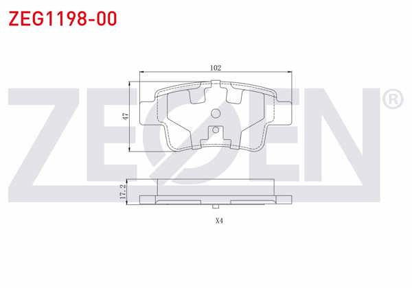 ZEGEN ZEG1198-00 | Fren Balata Arka Fiat G.Punto (199) 1.4 2005-2012 / Linea (323) 1.6 Mjt 2007-/ G.Punto (199) 1.4 T-Jet 2005-2012 / G.Punto (199) 1.3 Mjt 2005-2012 / Punto (199) 1.3 Mjt 2012-/ Corsa D 1.7 CDTI 2006-2014