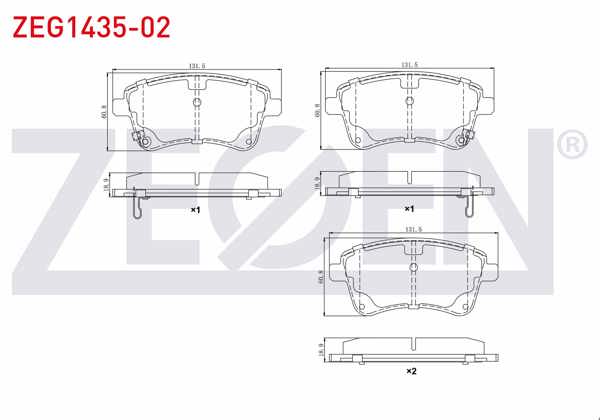 ZEGEN ZEG1435-02 | Fren Balata Ön Ikazlı Hyundai Ix20 (Jc) 1.4İ 2010-/ 1.4 CRDI 2010-/ 1.6İ 2010-/ Kia Venga (Yn) 1.4 CRDI 2010-/ 1.6 Cvvt 2010-/ 1.6 CRDI 2010 -