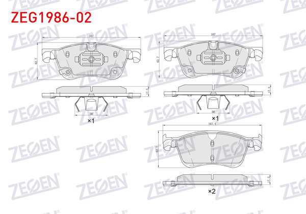 ZEGEN ZEG1986-02 | Fren Balata Ön Nissan Qashqai III (J12) 1.3 Dıg-T 2021-/ Renault Austral TCE 130,140 2022-/ Kangoo 2021-/ Duster 2024 -