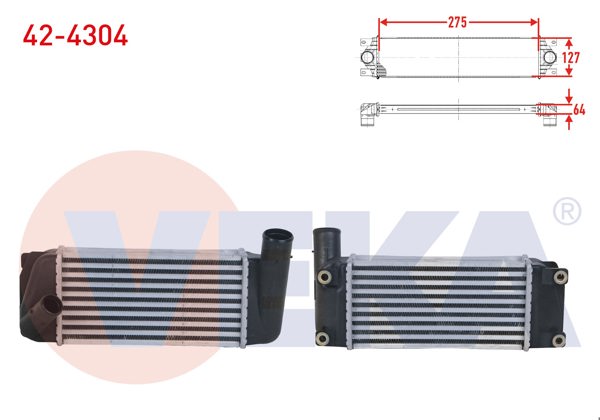 VEKA 42-4304 | Turbo Radyatörü (Intercooler) Toyota Corolla 1.4 D 2012 -