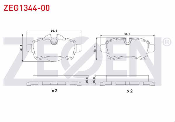 ZEGEN ZEG1344-00 | Fren Balata Arka Mini Clubman (R55) 1.6 D 2007-/ 1.6 D 2007-/ Mini Cooper (R56) 1.6İ 2006-2013 / Mini Cooper S (R56) 1.6İ 2006-2013