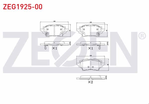ZEGEN ZEG1925-00 | Fren Balata Ikazlı Arka Toyota Corolla (_E21_) 1.8 Hybrid 2019-/ Corolla (_E21_) 1.6 Vvt-I 2019 -