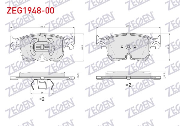 ZEGEN ZEG1948-00 | Fren Balata Ön Volkswagen Golf VIII-Caddy V 2020-/ Audi A3 2020-/ Cupra Formentor, Leon 2020-/ Skoda Octavia IV 2019-/ Superb IV 2023 -