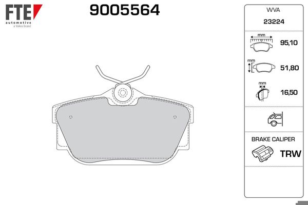 FTE 9005564 | Fren Balatası T4 90 > 03 Arka