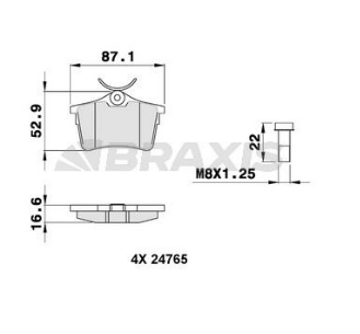 BRAXIS AA0088 | Arka Fren Balatası P308 Sw 1.4 16V / 1.6 16V / 2.0 / 1.6 HDI / 2.0 HDI Partner Tepee-Berlingo III