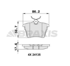 BRAXIS AA0105 | Arka Fren Balatası P407 04 > C5 III 09 > 1.6 HDI 110 Fap 1.8 2.0 2.0 HDI 135 Fap 2.2 3.0
