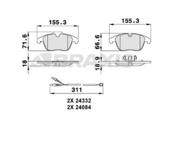 BRAXIS AB0071 | Ön Fren Balatası Fişli C5 III 1.6-2.0 16V 1.6-2.0HDI 02-08> P407 2.0 16V