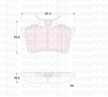 KRAFTVOLL 07010314 | Arka Fren Balatası P308 Sw P307 1.4 16V / 1.6 16V / 2.0 / 1.6 HDI / 2.0 HDI / Partner Tepee C4