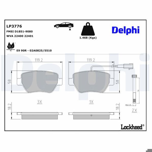DELPHI LP3776 | Arka Fren Balatası Ghıblı III (M157) 13 > Quattroporte VI 13 >
