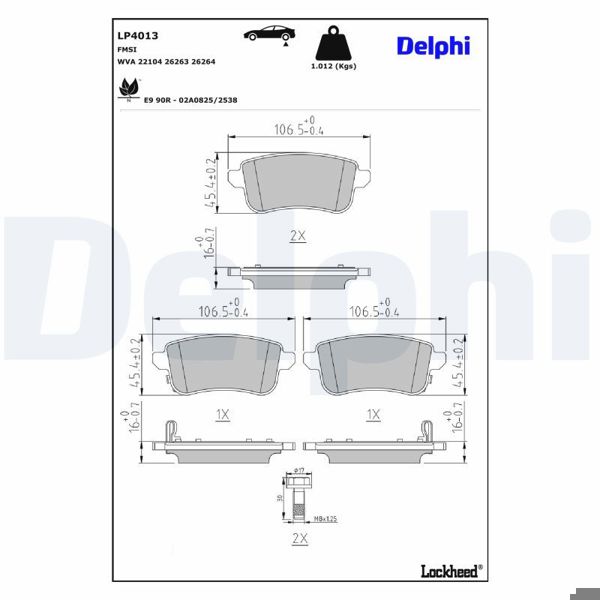 DELPHI LP4013 | Arka Fren Balatası Renault Zoe 16 > Captur II 20 >