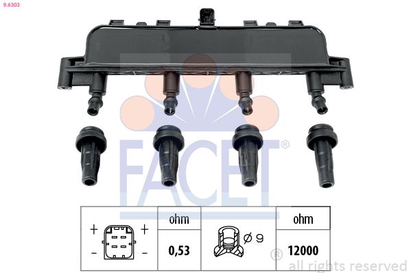 FACET 96303 | Ateşleme Bobini Peugeot P206 P306 Tu3jp Tu5jp