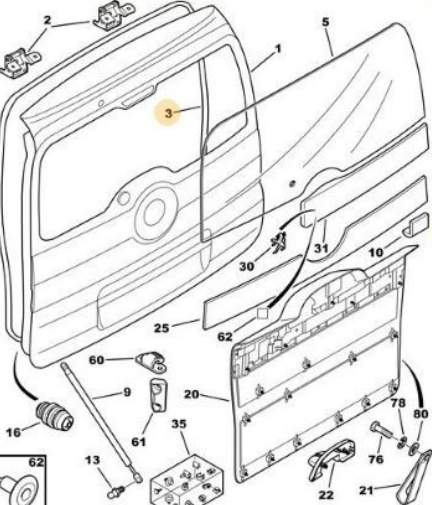 MOPAR (PSA) 1617344380 | Bagaj Fitili (Tek Kapılı) Bipper / Nemo / Fiorino