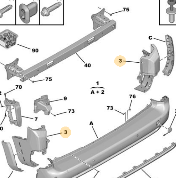 MOPAR (PSA) 9816804180 | Sağ Arka Tampon Rifter
