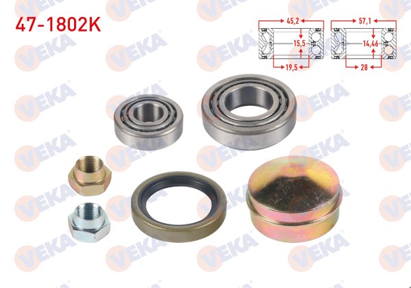 VEKA 47-1802K | Ön Sol-Sağ Tekerlek Rulman Kiti Fiat 131 1.3 1979-1993