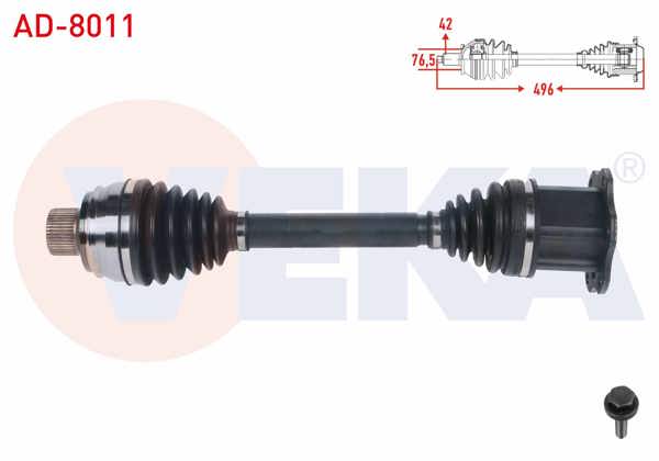 VEKA AD-8011 | Komple Aks Sol-Sağ On Uzunluk 496mm Audi A6 2.0 TDI-2.0 TFSI-3.0 TDI 2010-/ A7 2.0 TFSI-3.0 TDI 2010-/ A8 3.0 TDI 2009-/ Q5 2.0 TDI-2.0 TFSI 2008 -