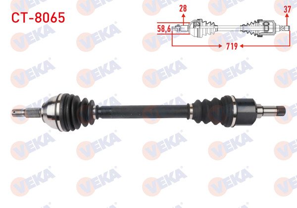 VEKA CT-8065 | Komple Aks Sol Ön Uzunluk 719mm Citroen Jumpy Spacetourer 1.5 Bluehdı 2016-/ Peugeot Expert 1.5-1.6 Bluehdı 2016-/ Toyota Proace 1.5 D 2021 -