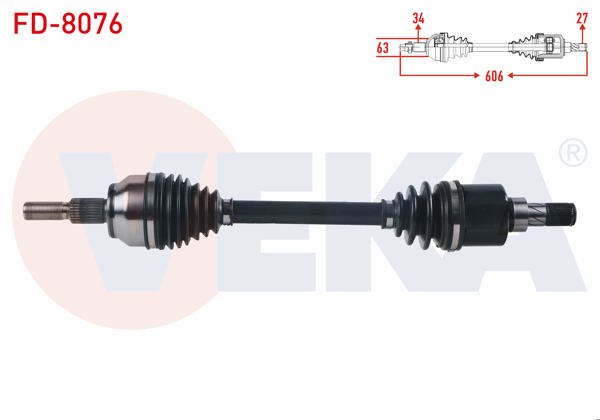 VEKA FD-8076 | Komple Aks Sol Ön Ford Focus III 1.6 Tı-Vct A-T Uzunluk 606mm 2011-2015
