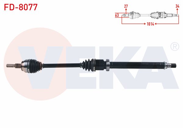 VEKA FD-8077 | Komple Aks Sağ On Ford Focus III 1.6 Tı-Vct A-T Uzunluk 1014mm 2011-2015