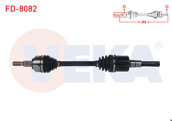 VEKA FD-8082 | Komple Aks Sol Ön Uzunluk 686mm Ford Focus IV 1.5 TDCI A-T 8 İleri 2018 -