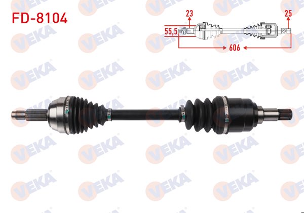 VEKA FD-8104 | Komple Aks Sol Ön Uzunluk 606mm Ford Fiesta IV 1.25İ 1.4 16V M-T 1995-2002