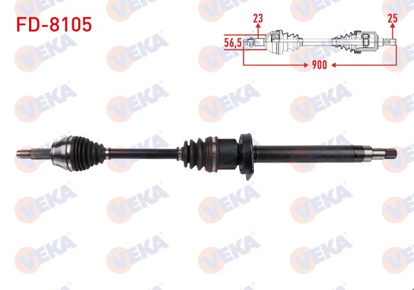 VEKA FD-8105 | Komple Aks Sağ On Uzunluk 900mm Ford Fiesta IV 1.25İ 1.4 16V M-T 1995-2002
