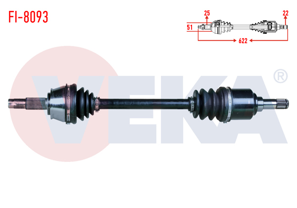 VEKA FI-8093 | Komple Aks Sol Ön Fiat Marea Lıberty (185) 1.6İ 16V M-T Uzunluk 622mm 2002-2007