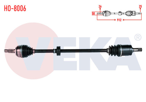VEKA HO-8006 | Komple Aks Sağ On Honda Civic VIII 1.6 A-T Uzunluk 912mm 2005-2012