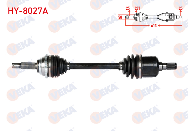 VEKA HY-8027A | Komple Aks Sol Ön ABS'li 29 Dıs Uzunluk 613mm Hyundai Accent Admıre 1.3-1.5-1.6 2003-2006 / Accent Mılenıum 1.3-1.5-1.6 2000-2003