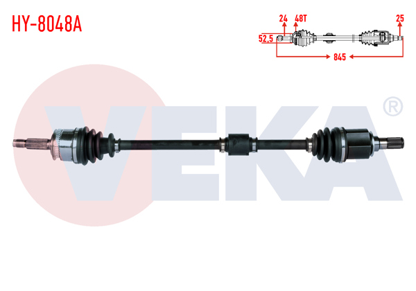 VEKA HY-8048A | Komple Aks Sağ On Hyundai i10 (Pa) 1.1İ 12V M-T ABS'li 48 Dıs Uzunluk 845mm 2008-2013