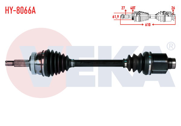 VEKA HY-8066A | Komple Aks Sağ On Hyundai Tucson (Jm) 2.0 CRDI ABS'li 48 Dıs A-T Uzunluk 610mm 2004-2010
